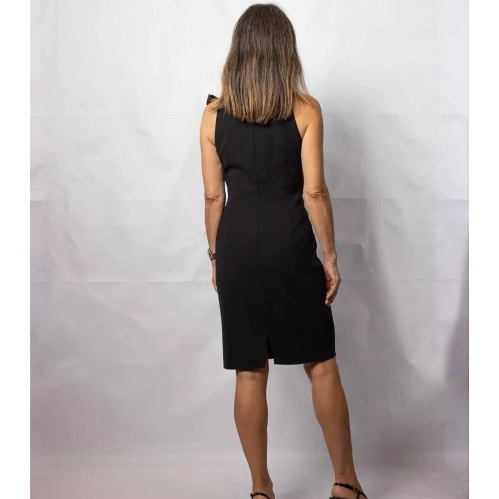 Carmen Marc Valvo Shoulder Ruffle Sheath Dress Black Size 2- 47442 - Picture 14 of 14